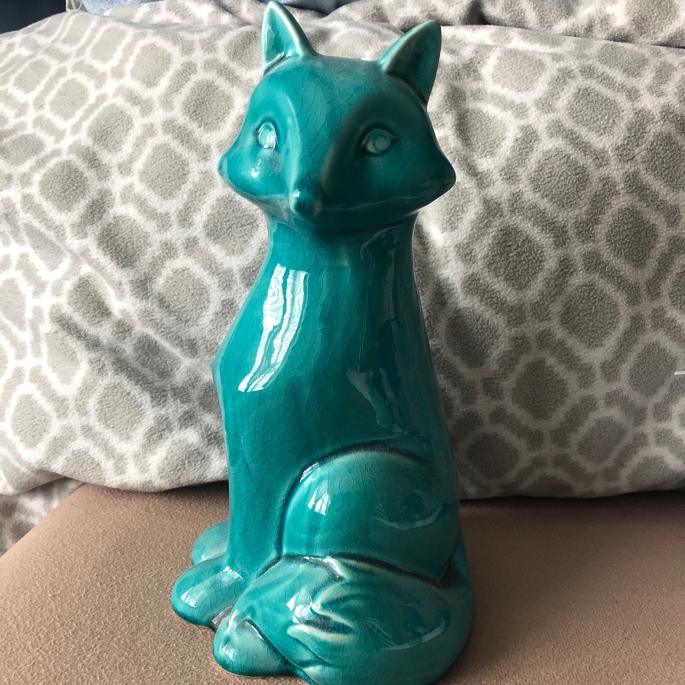 Large Teal Fox Figurine